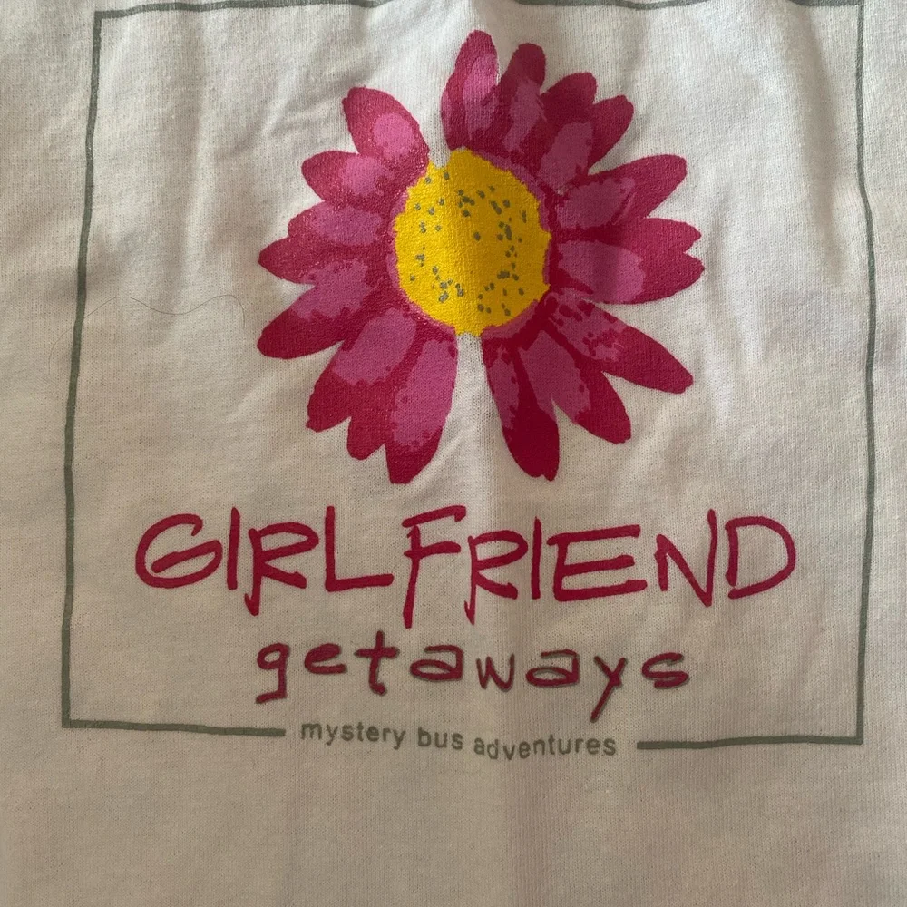 Women’s White Long Sleeve Shirt with Graphic Flower Design - Picture 2 of 6